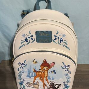 Loungefly Disney Bambi Winter Scene Backpack - White and Blue